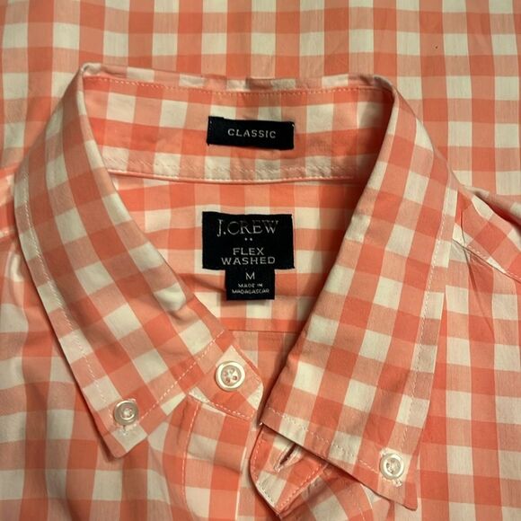 J Crew Factory Men’s Classic flex long sleeve button up pink white Size M NWOT - Picture 3 of 8